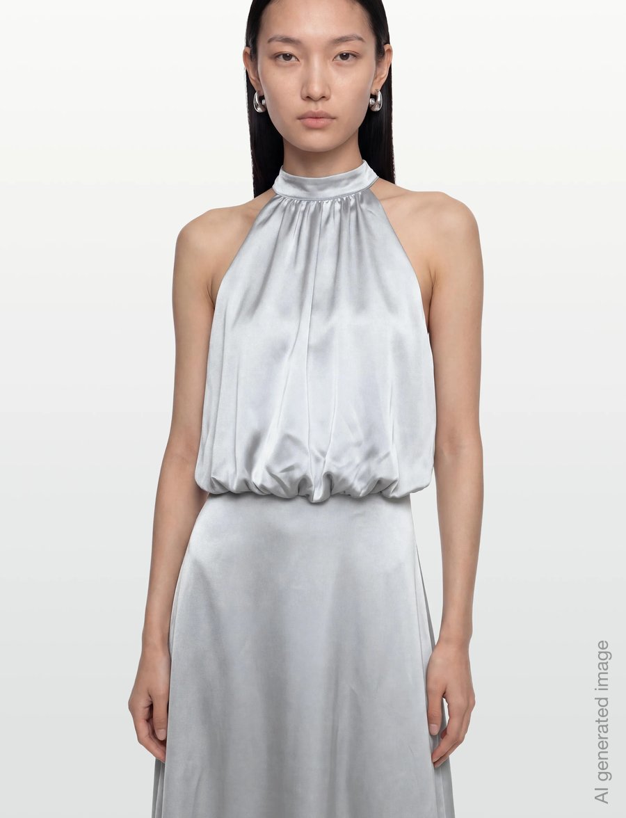Gina Tricot - Satin halterneck maxi dress - cocktail dresses - light blue (5439) - 3