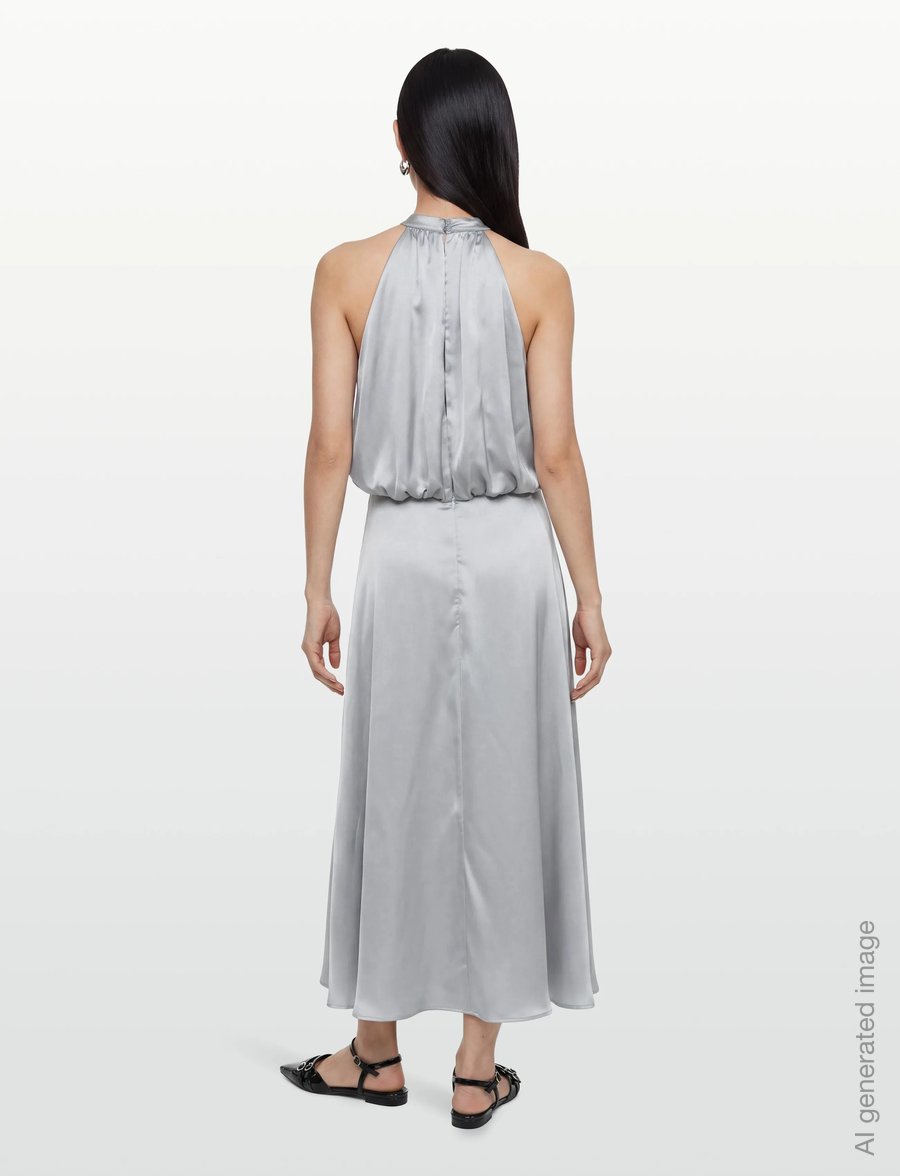 Gina Tricot - Satin halterneck maxi dress - cocktail dresses - light blue (5439) - 4