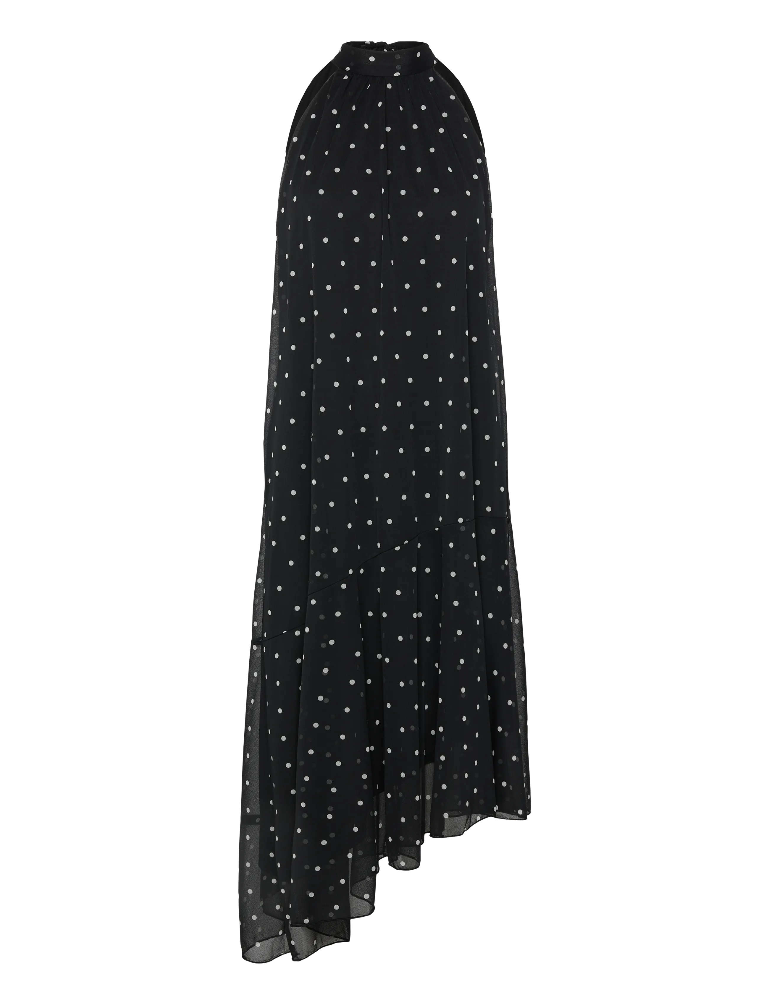 Gina Tricot Halterneck asymmetric dress - Zomerjurken - BLACK/WHITE DOT (9726) / black