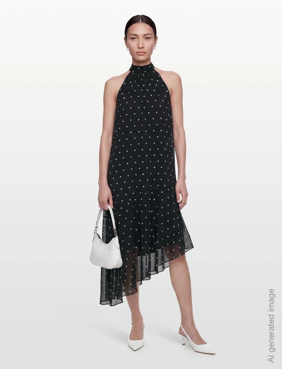 Gina Tricot - Halterneck asymmetric dress - vakarinės suknelės - black/white dot (9726) - 0