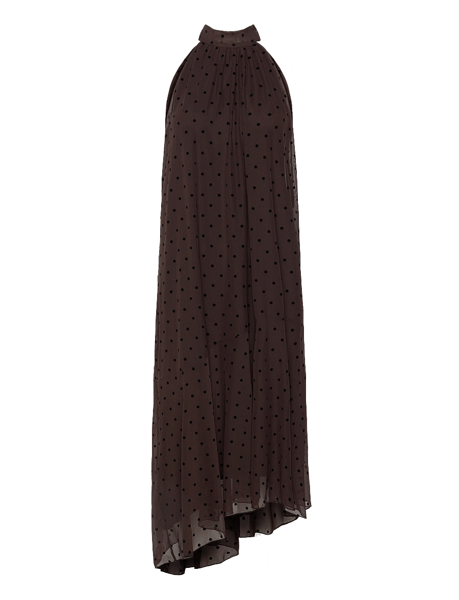 Gina Tricot - Halterneck asymmetric dress - vakarinės suknelės - brown dot aop (7963) - 1