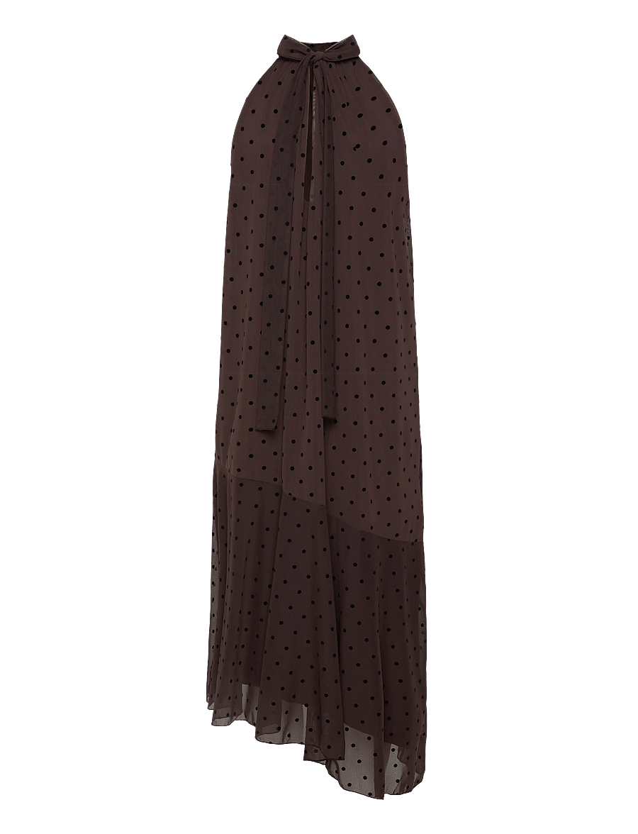 Gina Tricot - Halterneck asymmetric dress - vakarinės suknelės - brown dot aop (7963) - 2