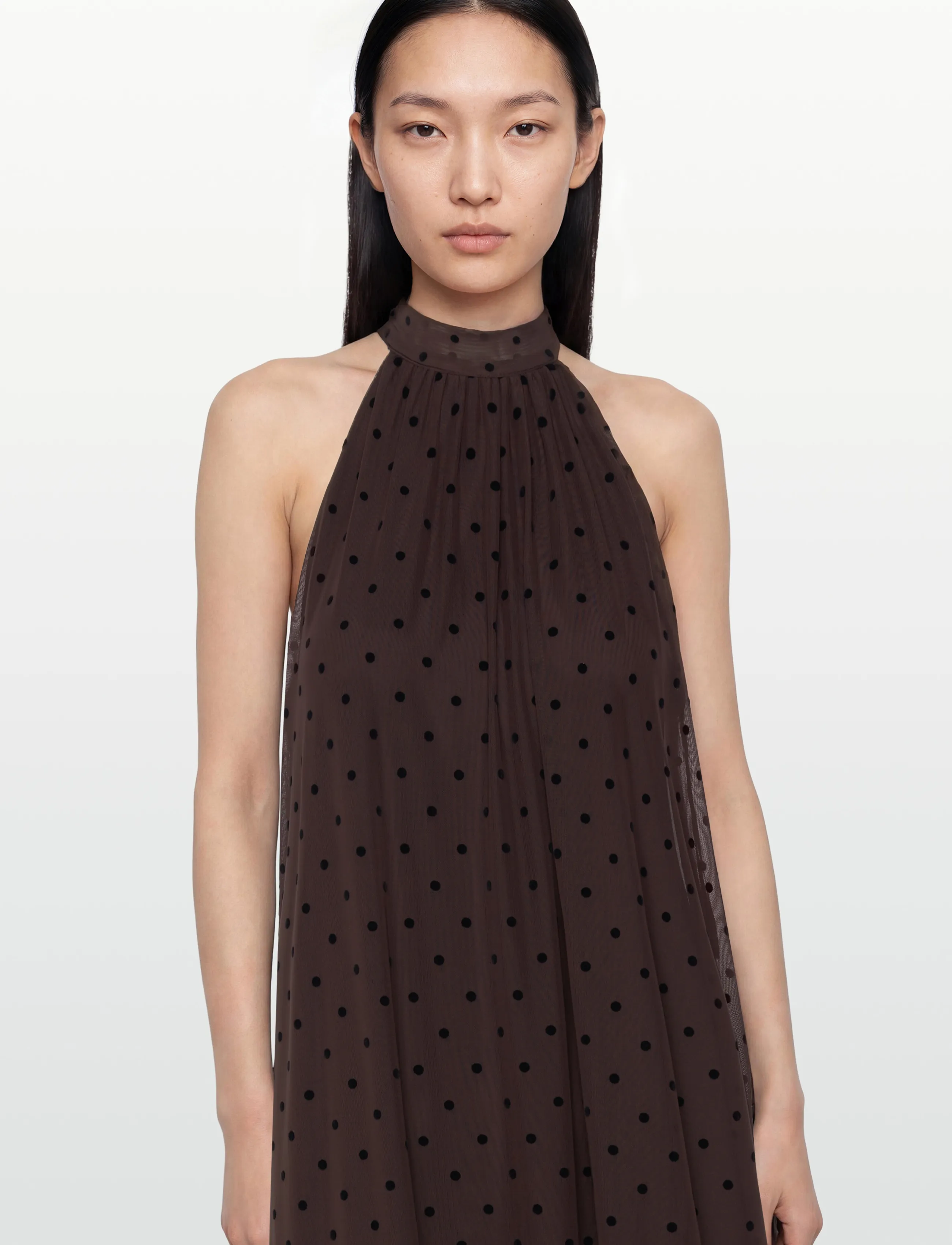 Gina Tricot - Halterneck asymmetric dress - abendkleider - brown dot aop (7963) - 3
