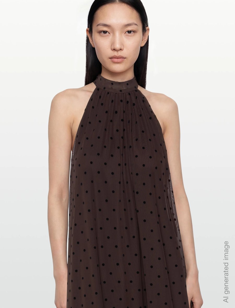Gina Tricot - Halterneck asymmetric dress - vakarinės suknelės - brown dot aop (7963) - 3