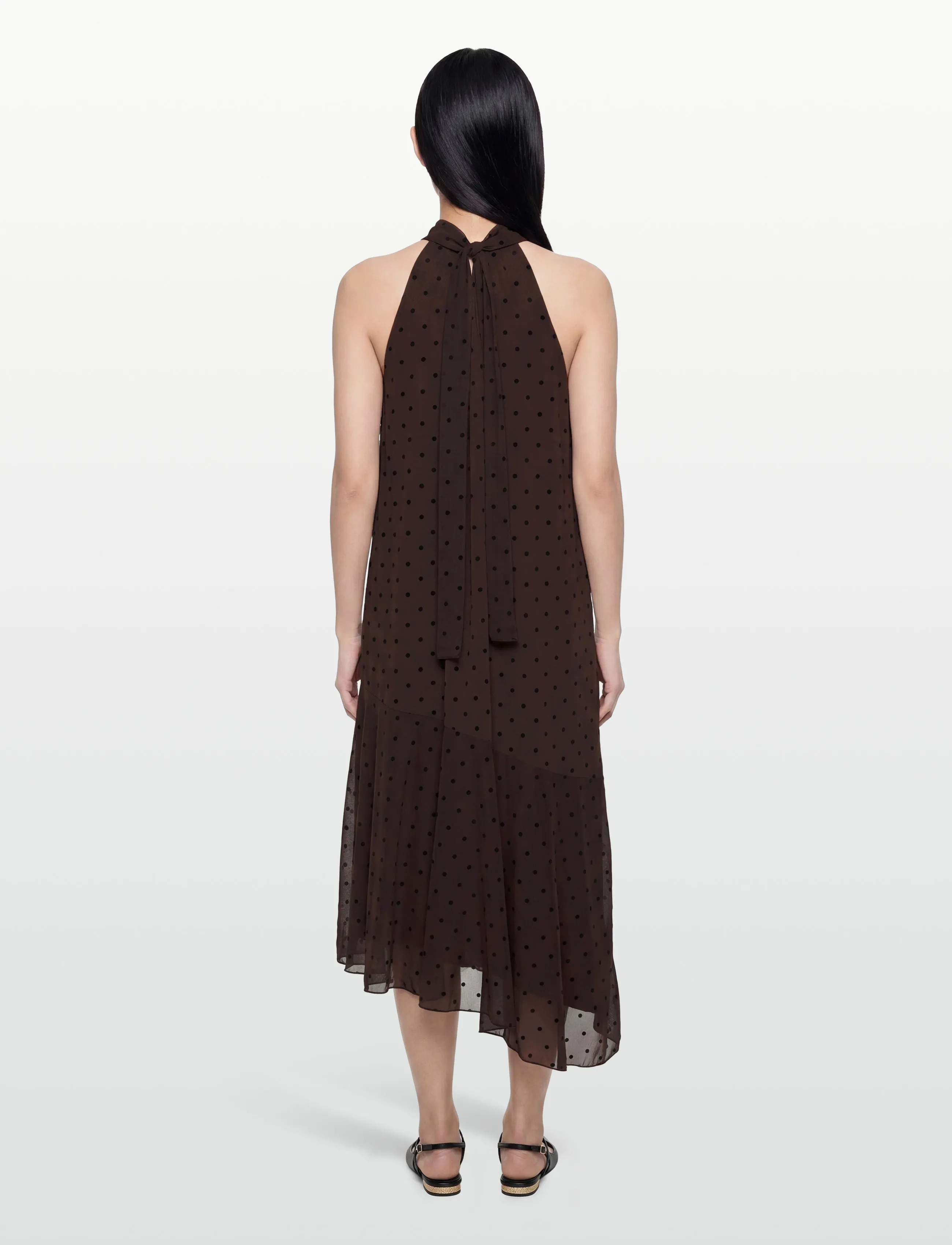 Gina Tricot - Halterneck asymmetric dress - abendkleider - brown dot aop (7963) - 4