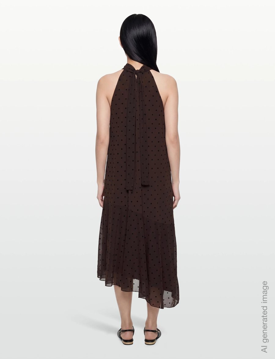 Gina Tricot - Halterneck asymmetric dress - vakarinės suknelės - brown dot aop (7963) - 4