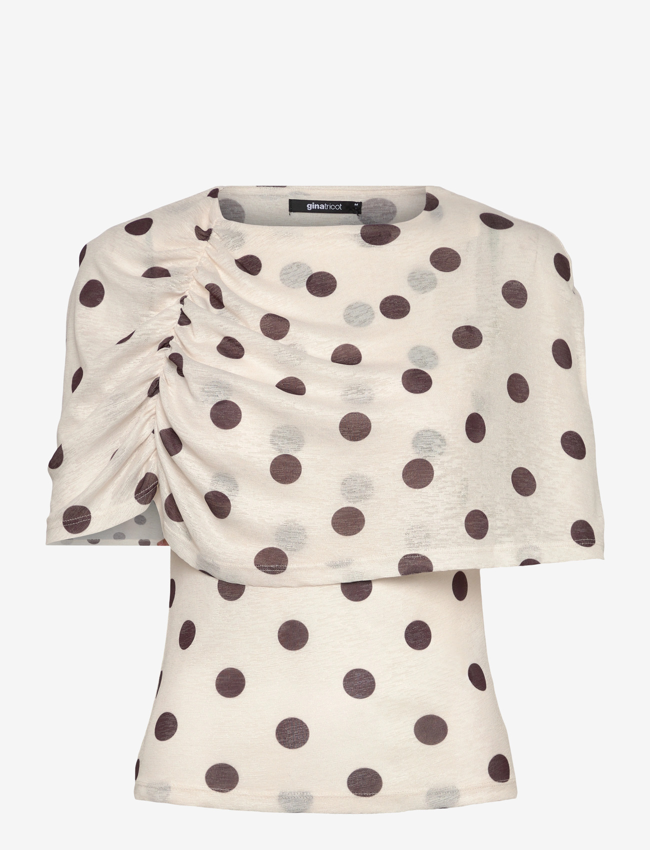 Gina Tricot - Cape ruched top - cream dot - 0