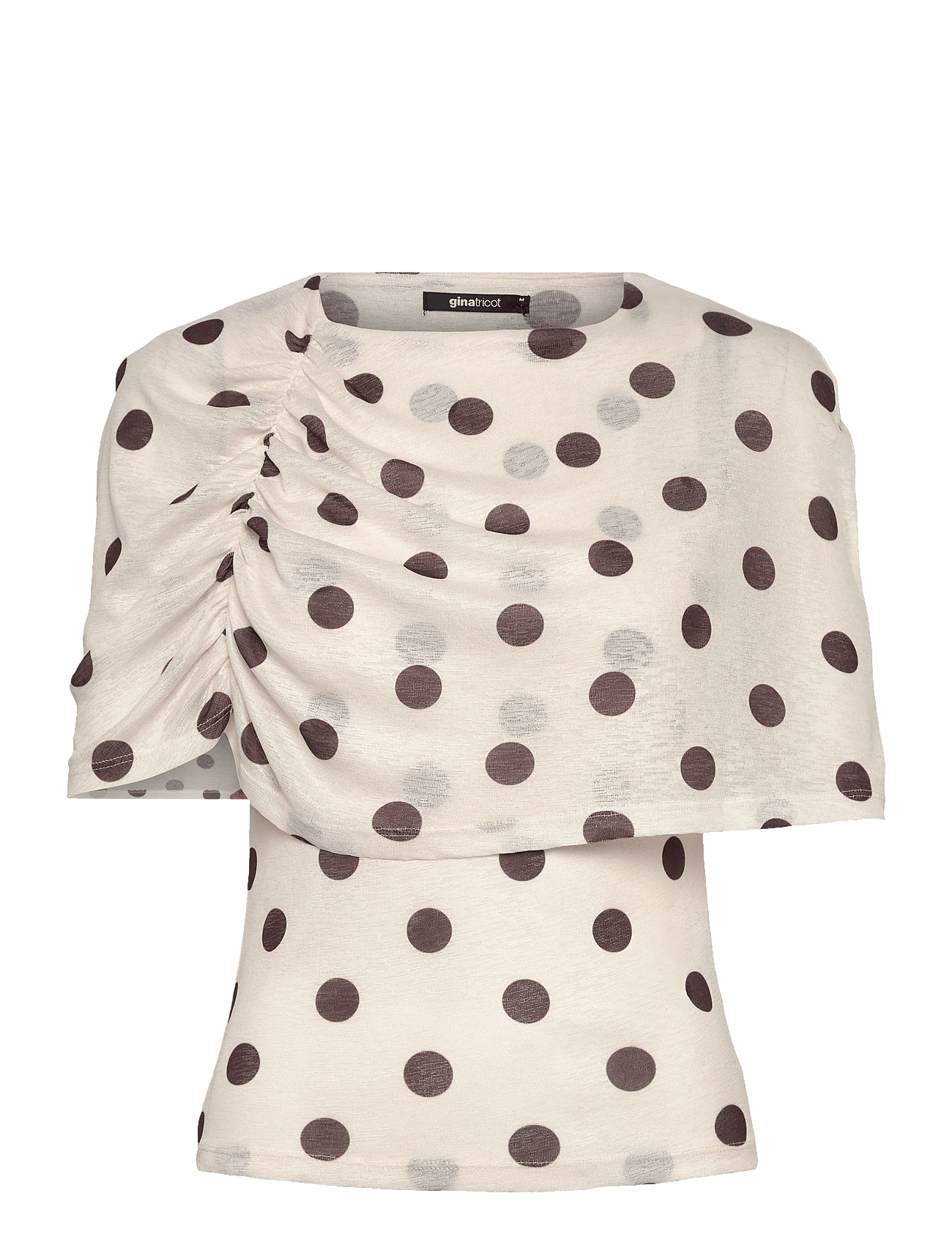 Cape ruched top - CREAM DOT