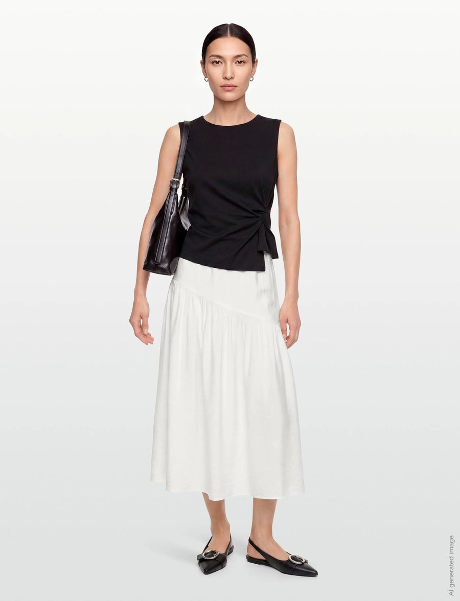 Gina Tricot - Dropped waist skirt - lange rokken - offwhite - 0