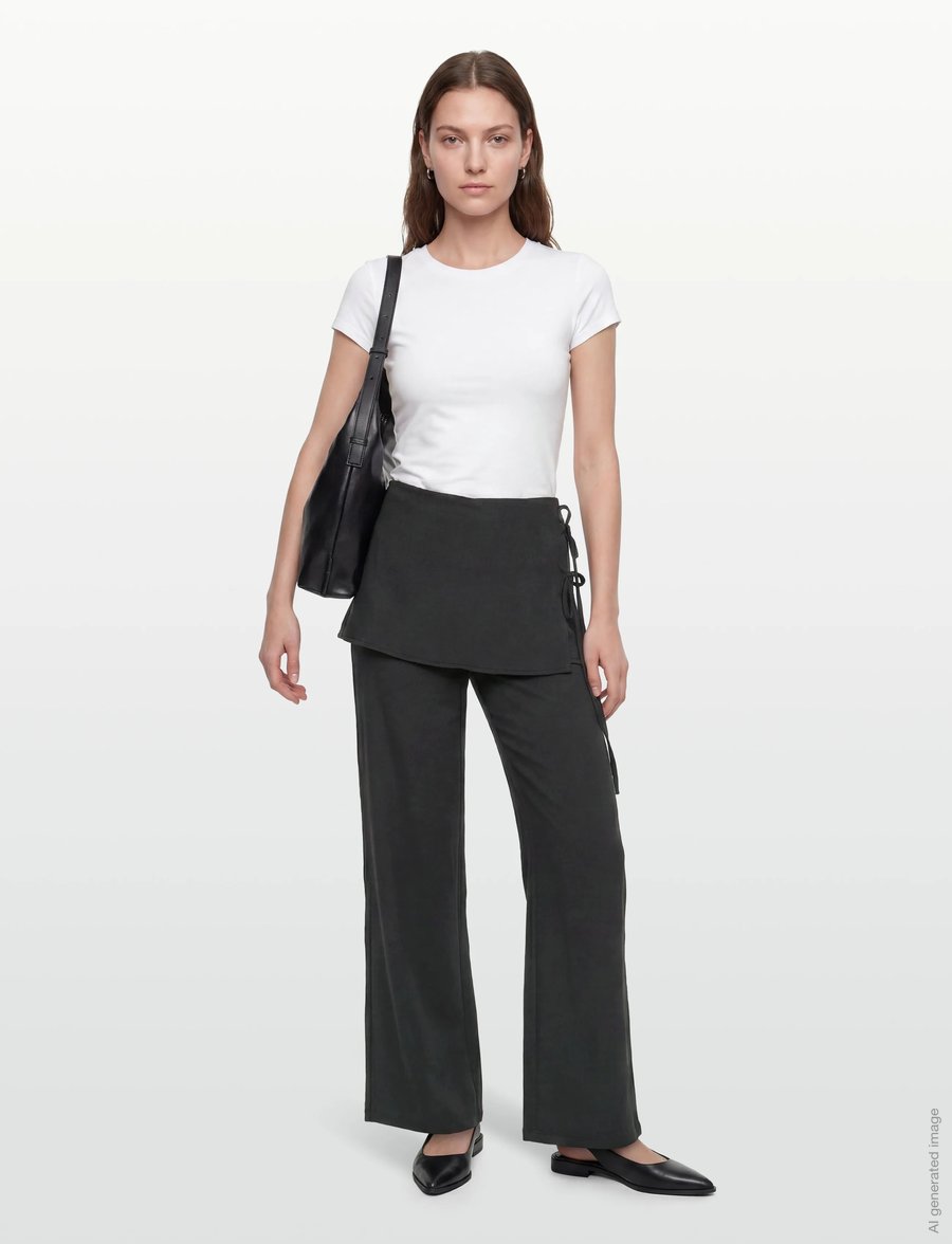 Gina Tricot - Skirt trousers - wide leg trousers - black (9000) - 0