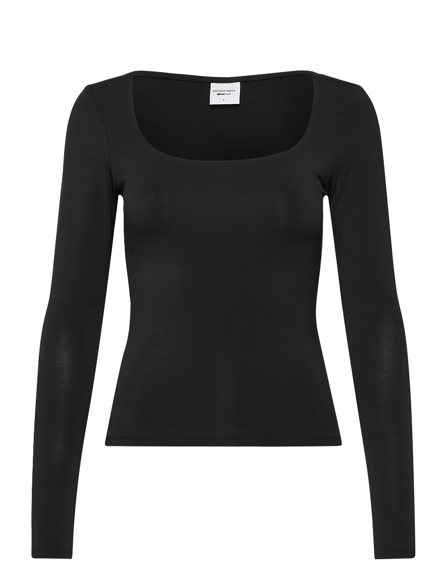 Gina Tricot - Slim fit scoop neck top - langærmede toppe - black (9000) - 1