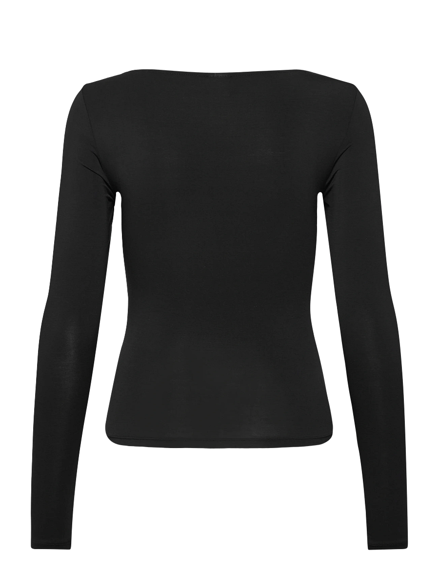 Gina Tricot - Slim fit scoop neck top - langærmede toppe - black (9000) - 2