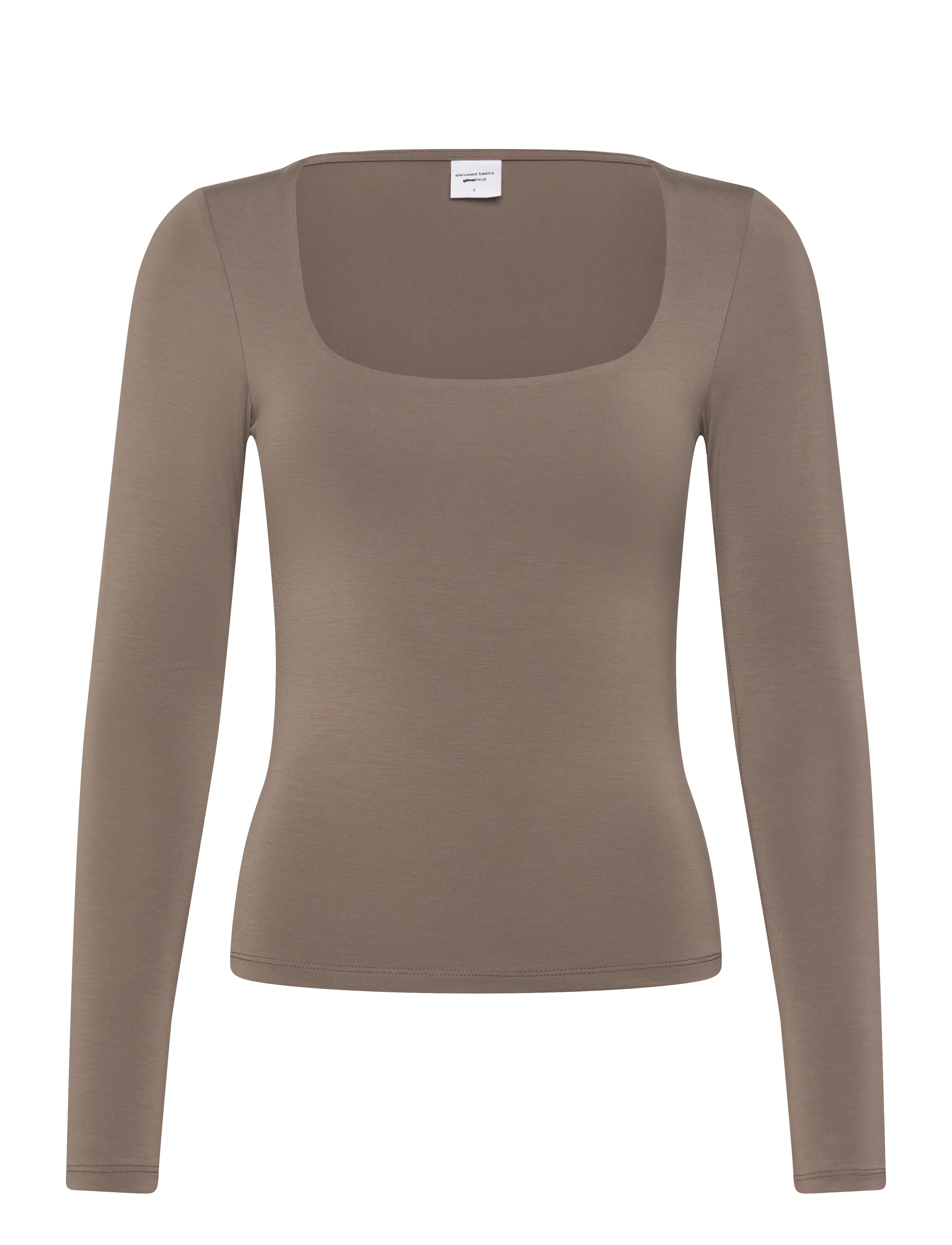 Gina Tricot Slim fit scoop neck top - Tøj - FALCON (7092) / brown