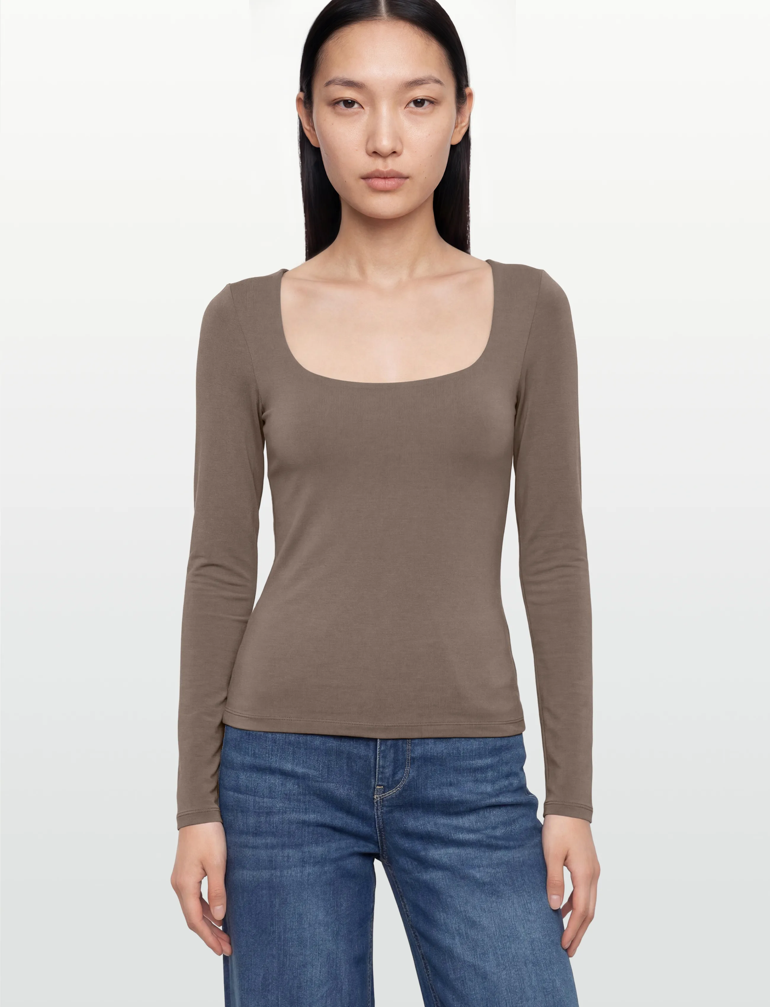 Gina Tricot - Slim fit scoop neck top - langærmede toppe - falcon (7092) - 3