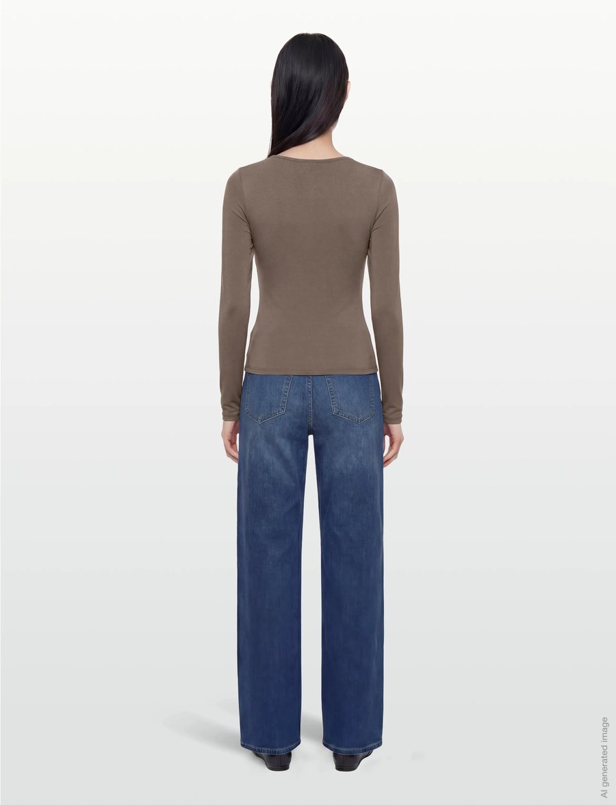 Gina Tricot - Slim fit scoop neck top - langærmede toppe - falcon (7092) - 4