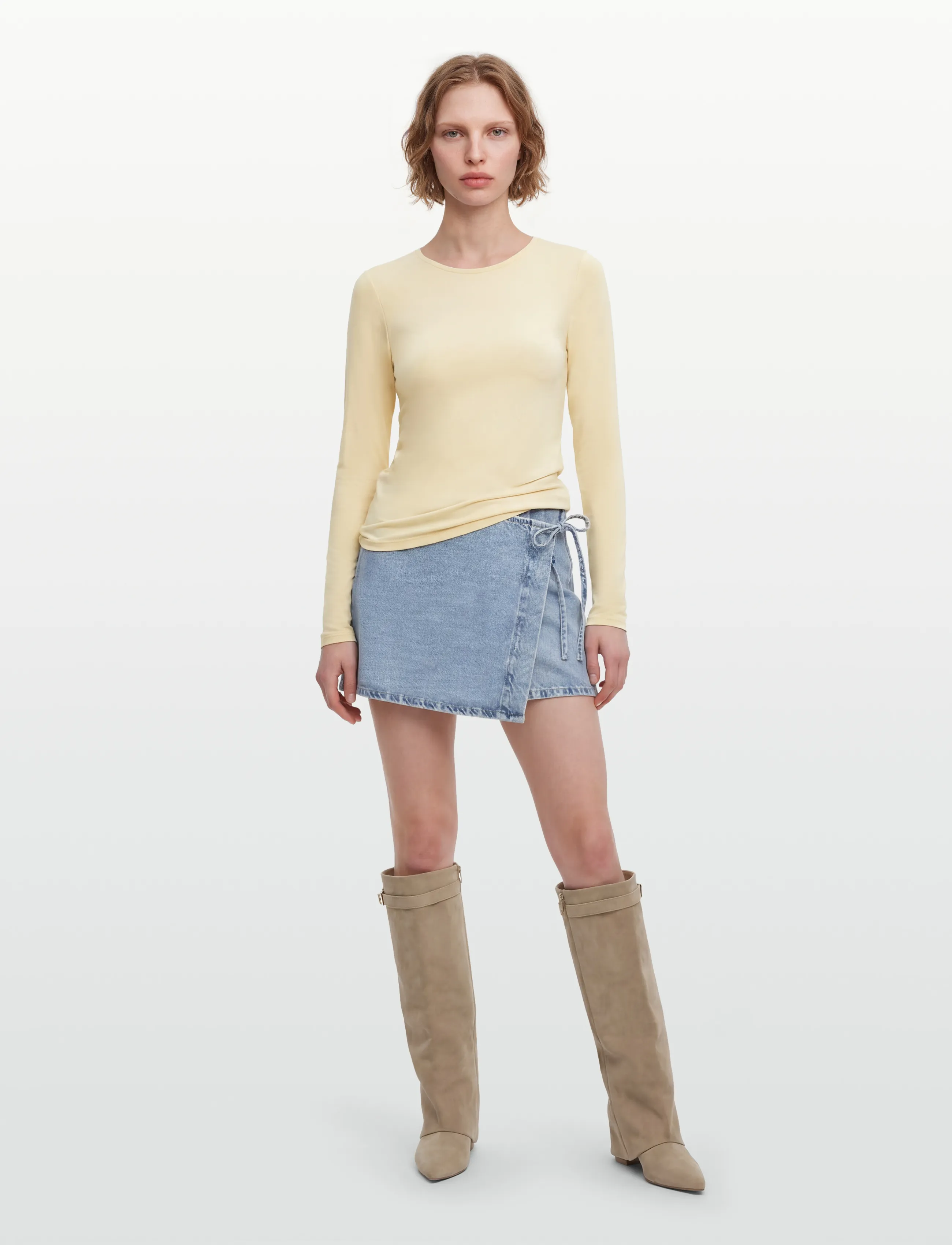 Gina Tricot Slim Fit Long Sleeve Top, Kvinder, Slim Fit Langærmet Top, Gul, Str: L