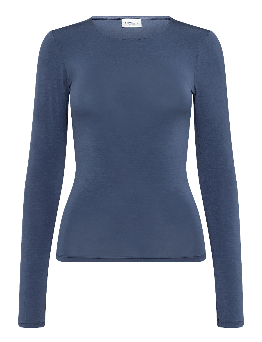Gina Tricot - Slim fit long sleeve top - palaidinukės ilgomis rankovėmis - dusty blue (5326) - 0