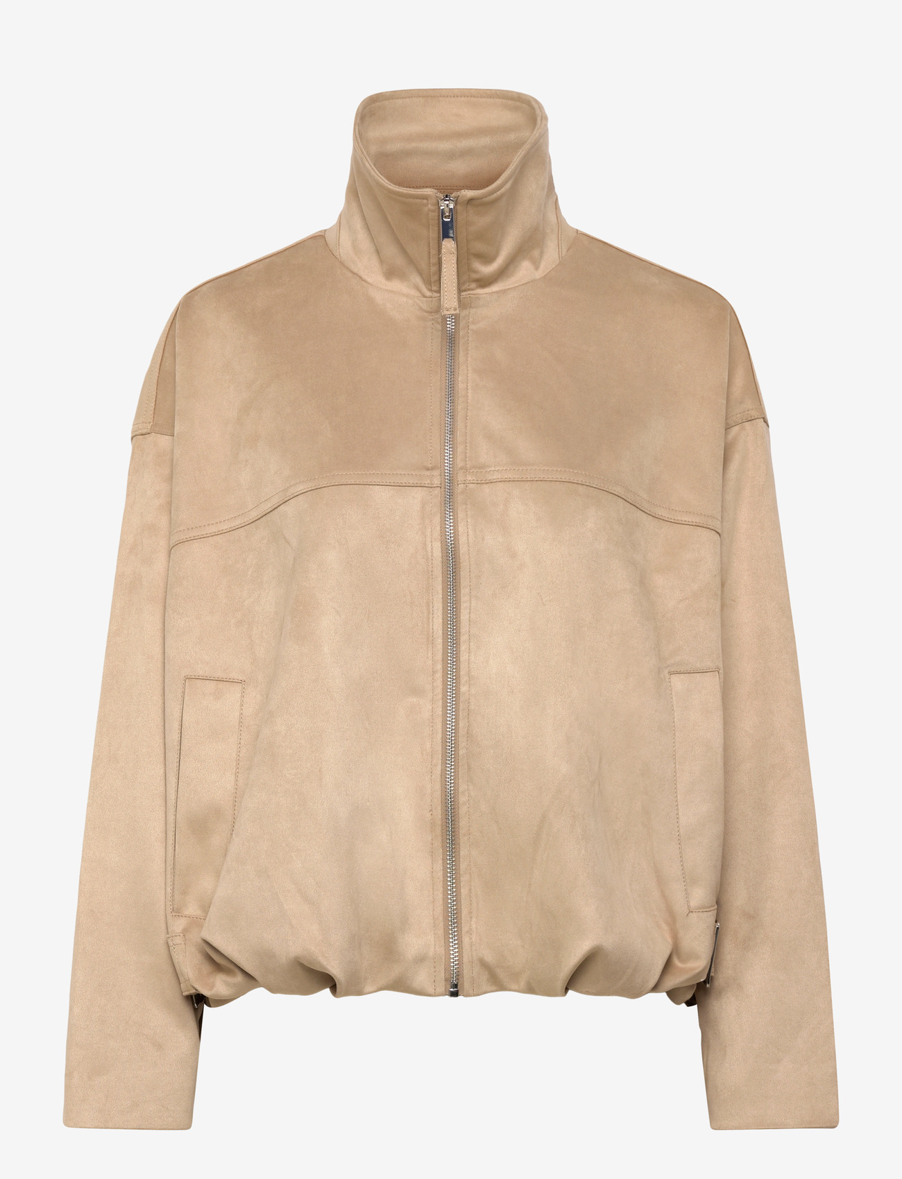 Gina Tricot - Faux suede high neck jacket - forårsjakker - beige (1040) - 0