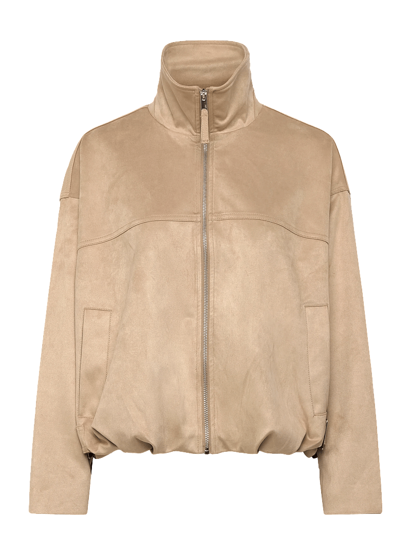 Gina Tricot - Faux suede high neck jacket - forårsjakker - beige (1040) - 0
