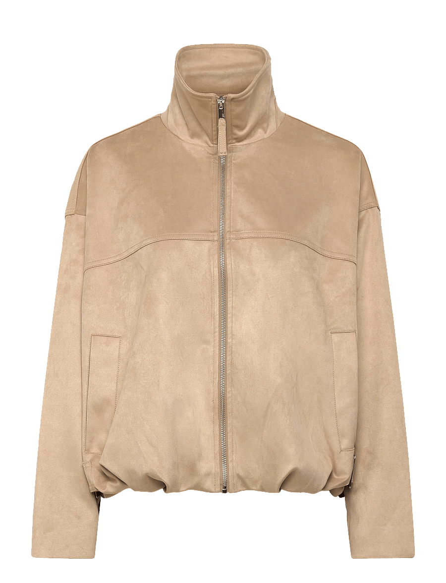 Gina Tricot - Faux suede high neck jacket - lentejassen - beige (1040) - 0