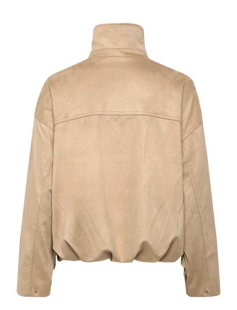 Gina Tricot - Faux suede high neck jacket - forårsjakker - beige (1040) - 1