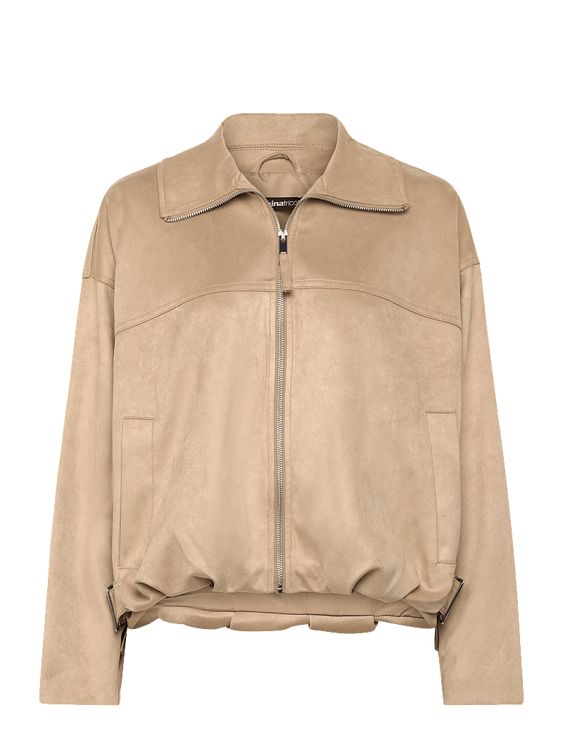 Gina Tricot - Faux suede high neck jacket - forårsjakker - beige (1040) - 2