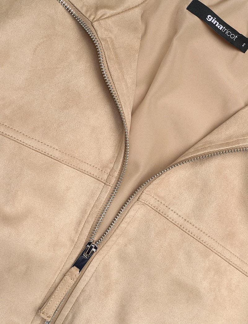 Gina Tricot - Faux suede high neck jacket - forårsjakker - beige (1040) - 3