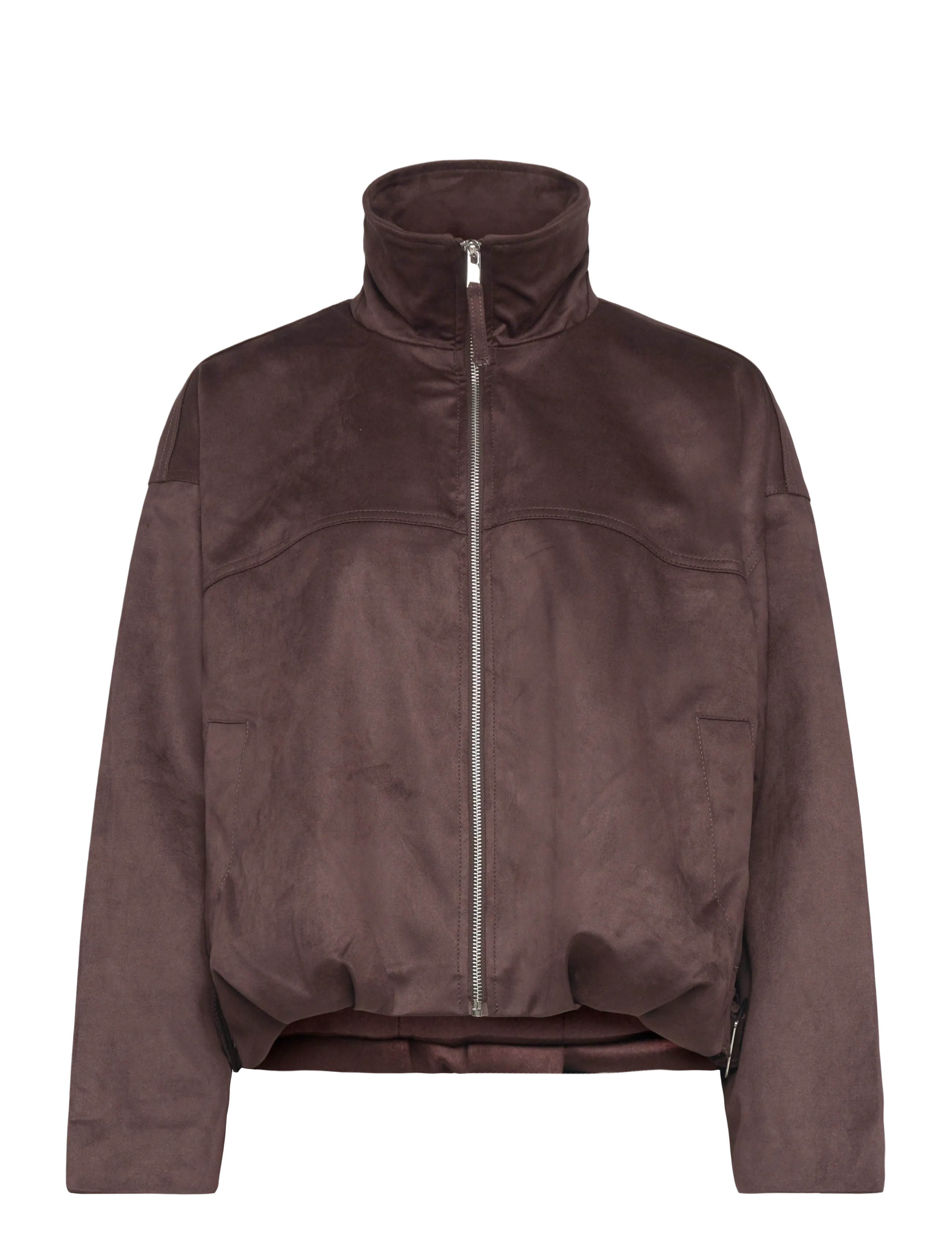 Gina Tricot Faux suede high neck jacket - Jackets & Coats - DARK BROWN (7180) / brown