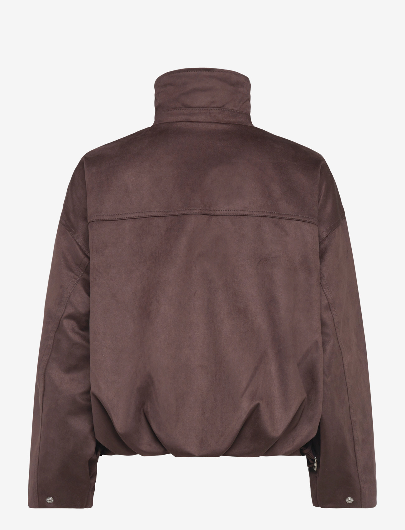Gina Tricot - Faux suede high neck jacket - forårsjakker - dark brown (7180) - 1