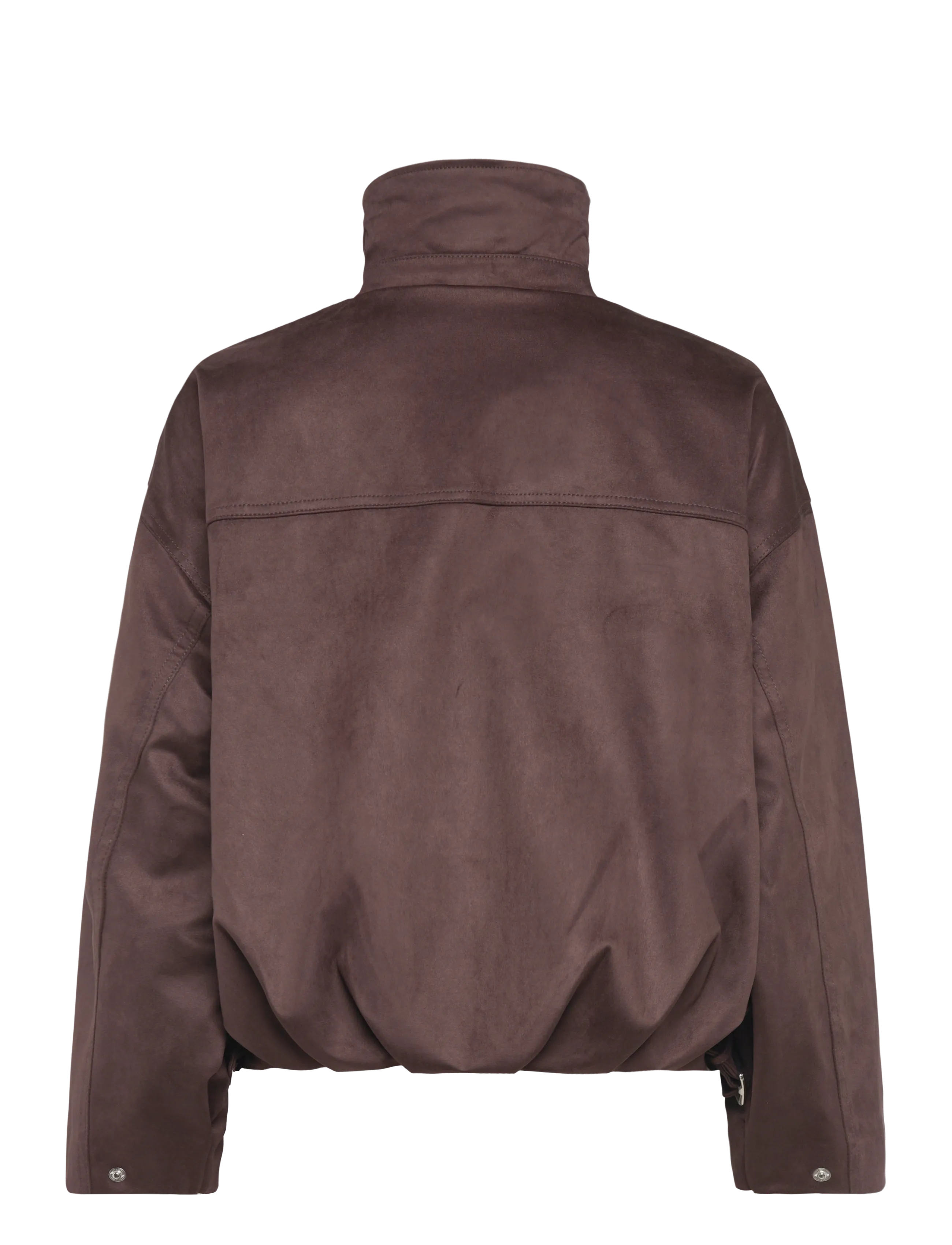 Gina Tricot - Faux suede high neck jacket - forårsjakker - dark brown (7180) - 1