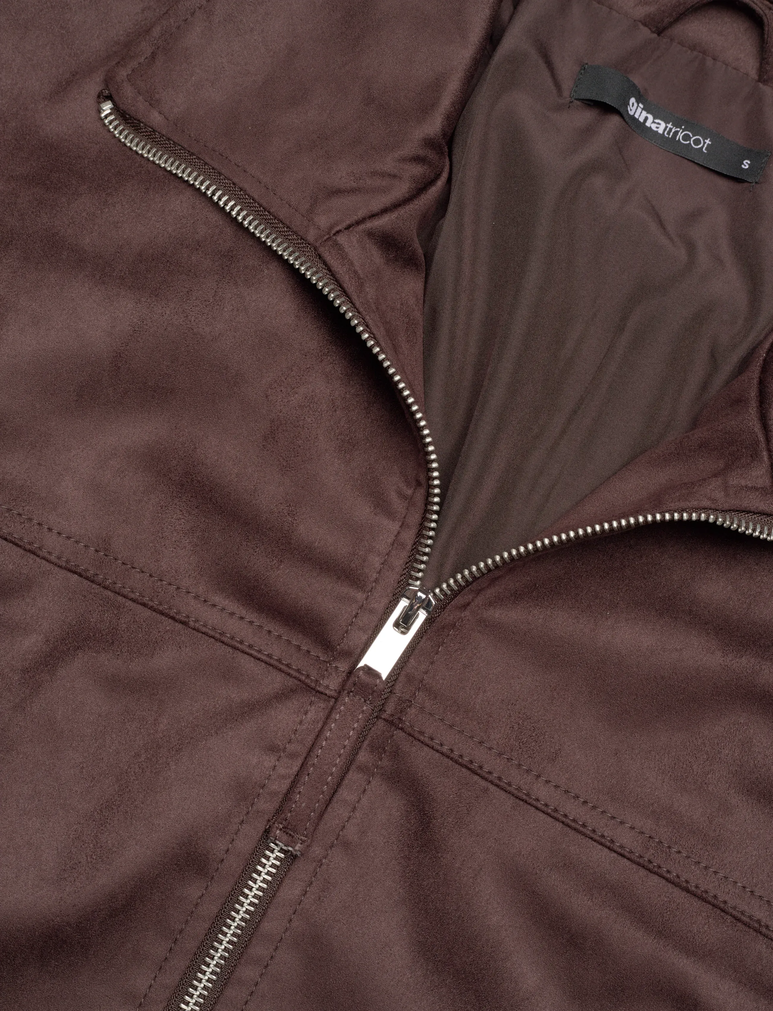 Gina Tricot - Faux suede high neck jacket - forårsjakker - dark brown (7180) - 2