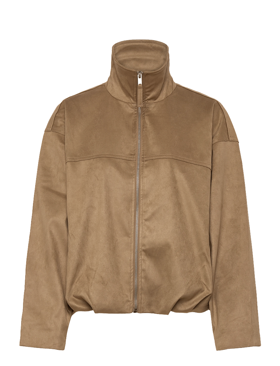 Gina Tricot - Faux suede high neck jacket - forårsjakker - olive green (6370) - 0