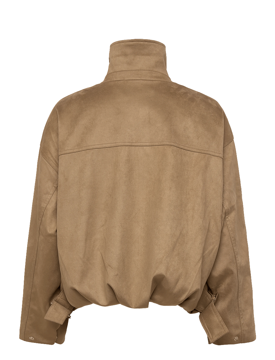 Gina Tricot - Faux suede high neck jacket - forårsjakker - olive green (6370) - 1