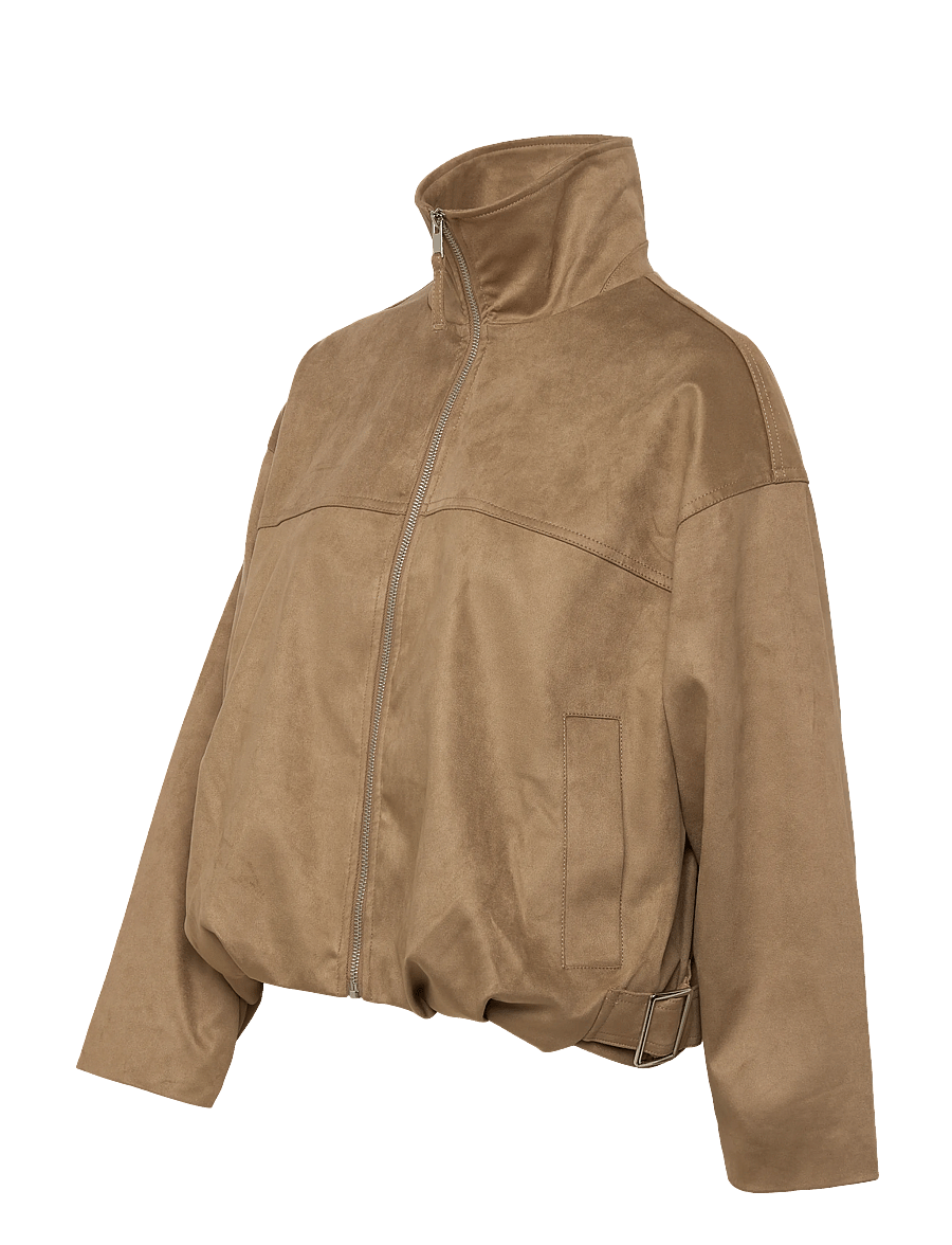 Gina Tricot - Faux suede high neck jacket - forårsjakker - olive green (6370) - 2