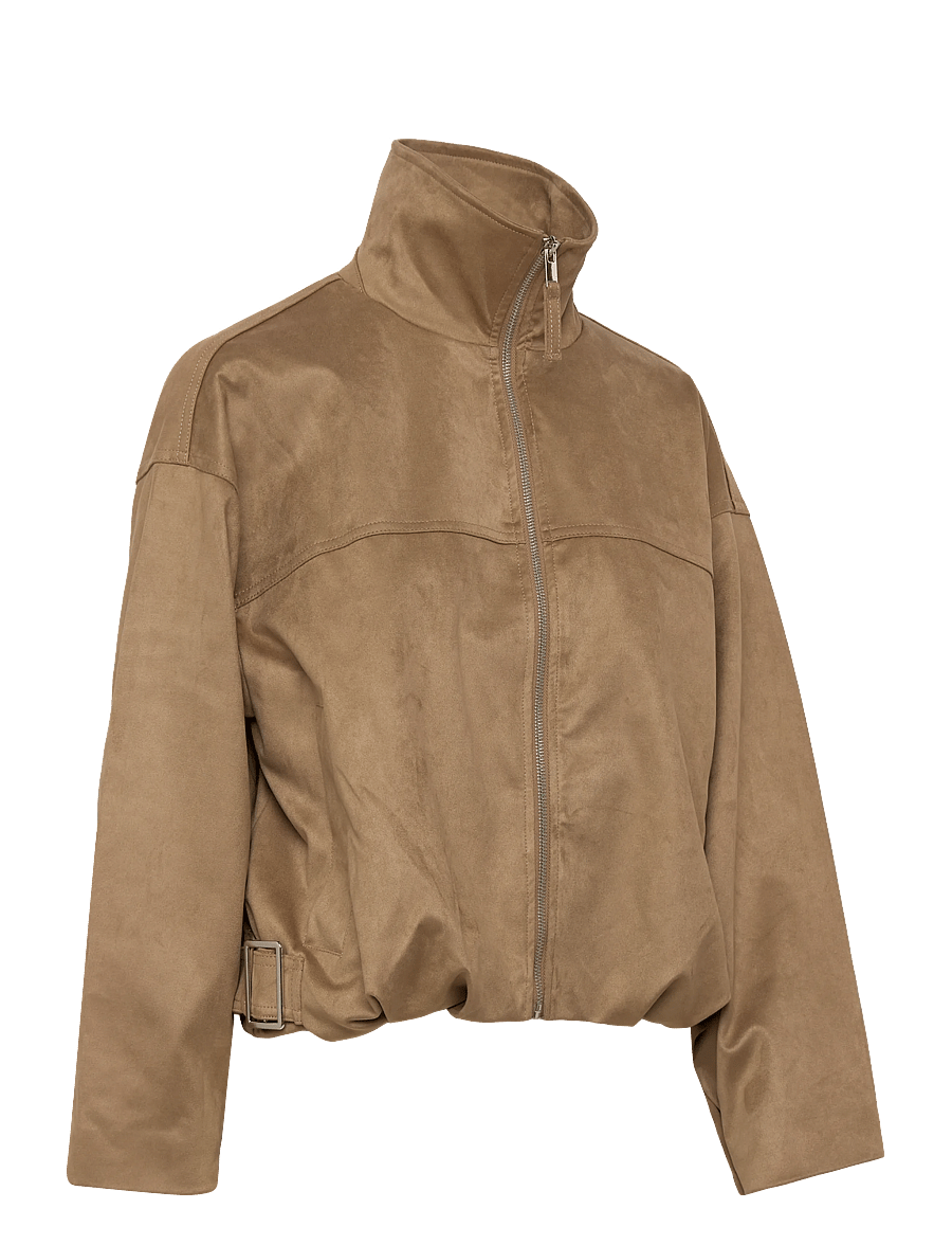 Gina Tricot - Faux suede high neck jacket - forårsjakker - olive green (6370) - 3