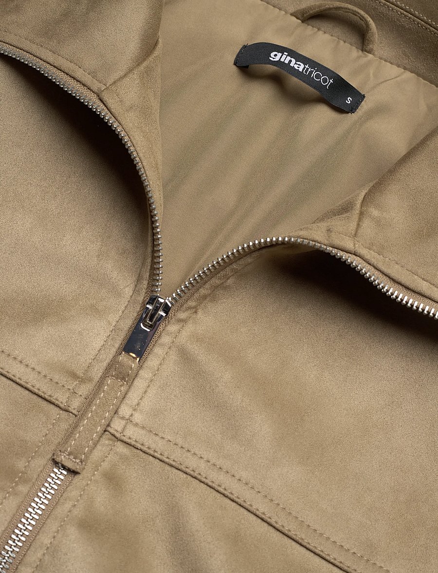Gina Tricot - Faux suede high neck jacket - forårsjakker - olive green (6370) - 4