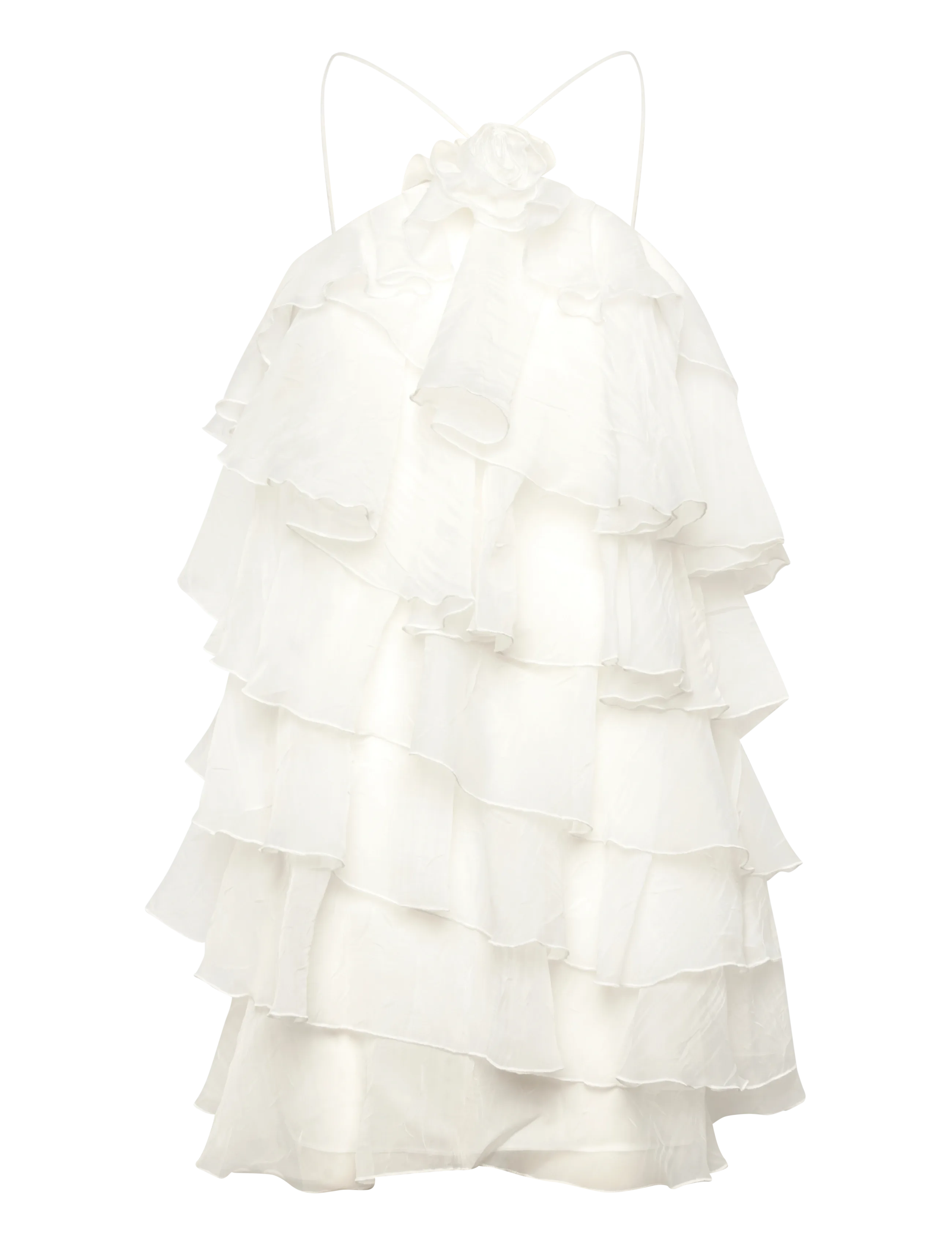 Gina Tricot Mini frill dress - Tøj - OFFWHITE / white