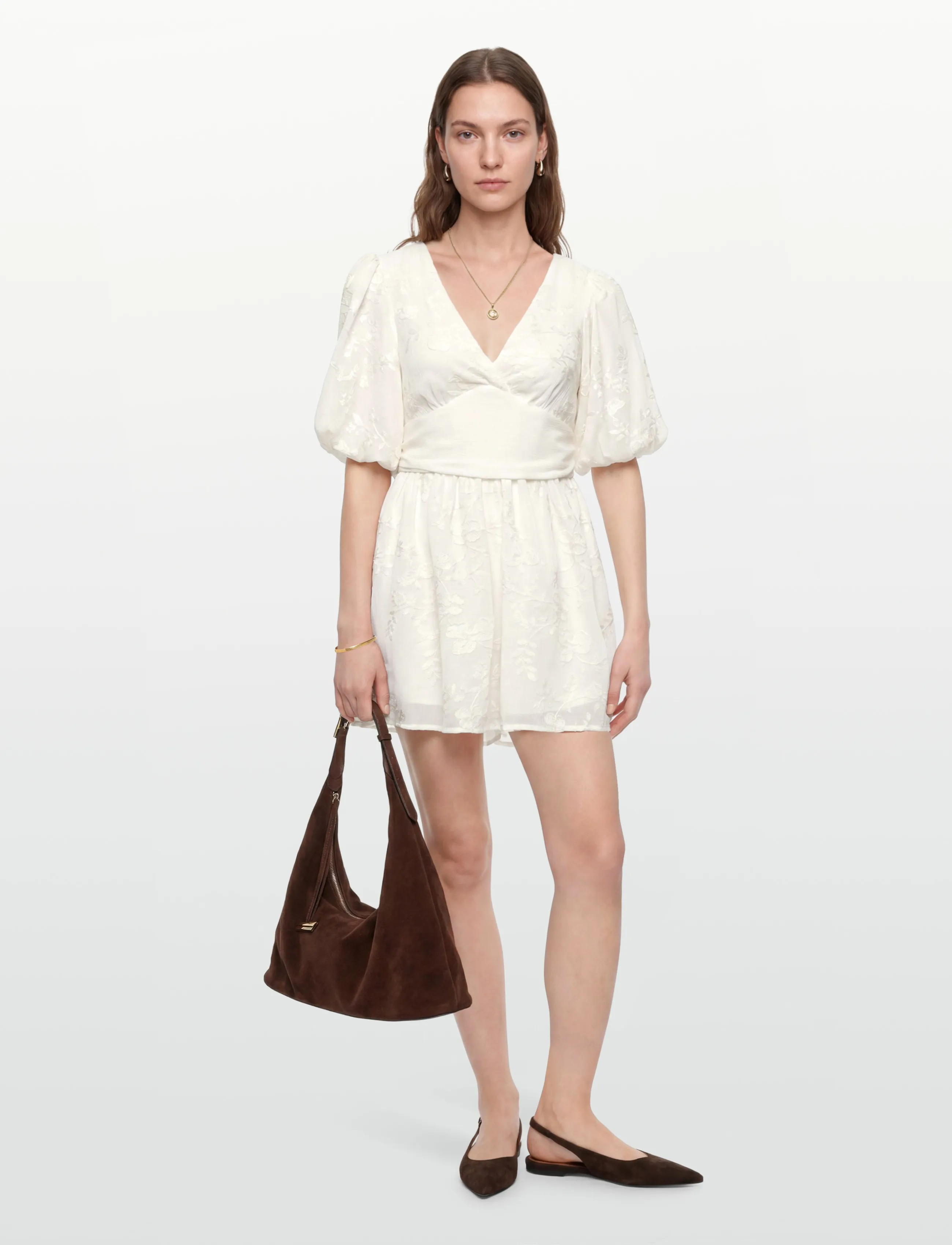 Gina Tricot Embroidered Mini Dress, 42, Dresses, Creme - Short Frauen