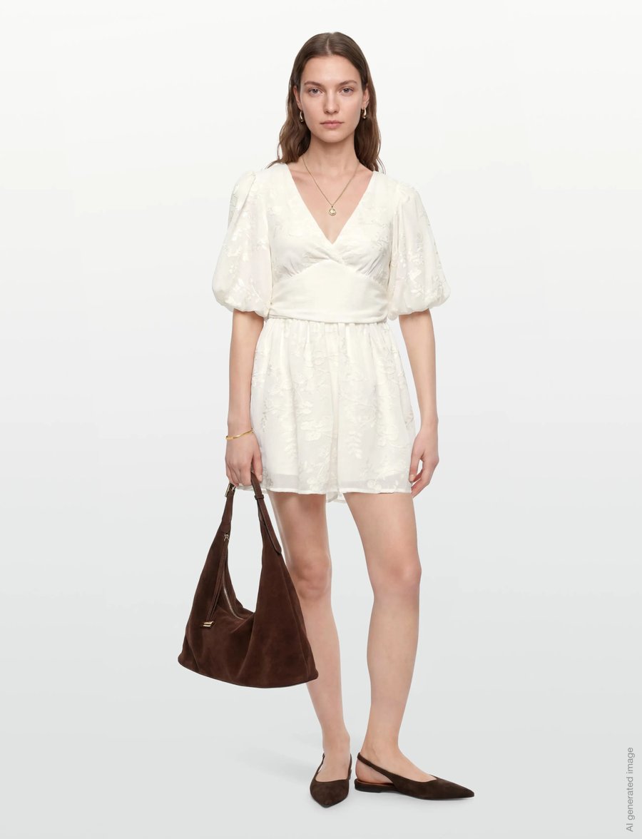 Gina Tricot - Embroidered mini dress - kurze kleider - offwhite - 0