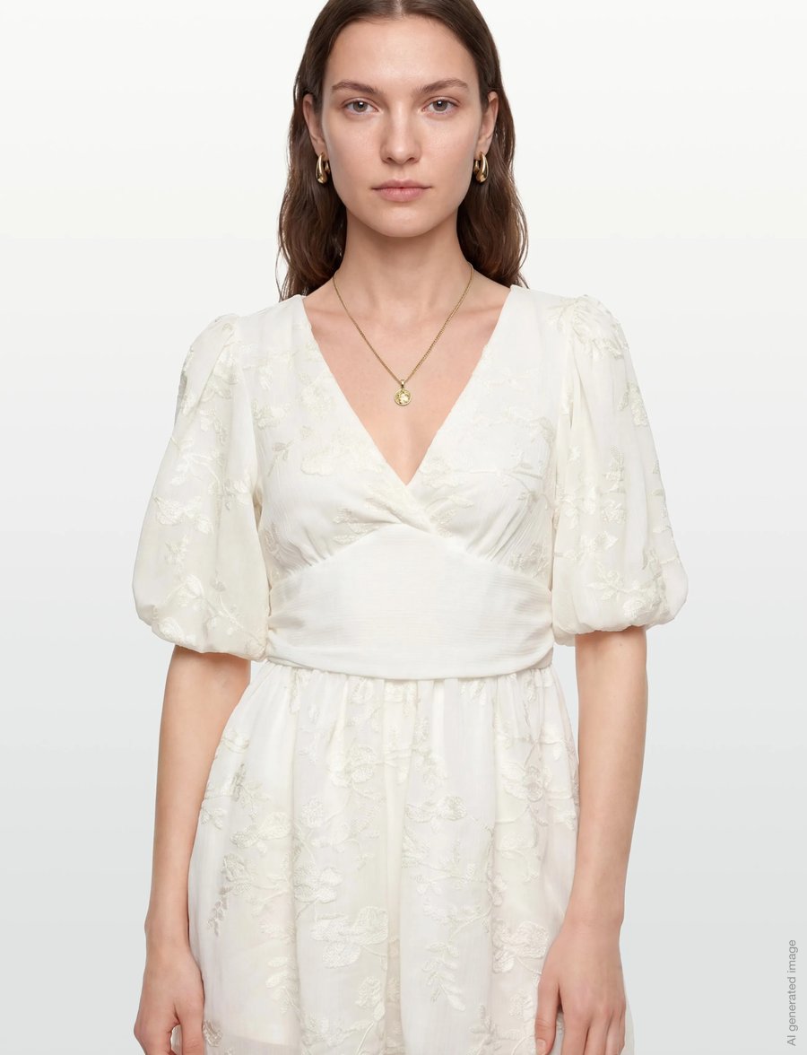 Gina Tricot - Embroidered mini dress - kurze kleider - offwhite - 3