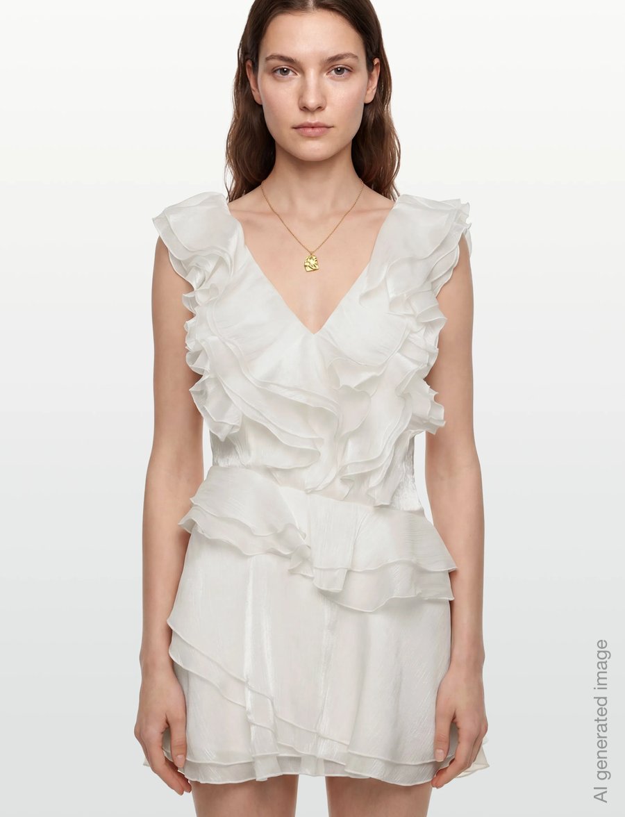 Gina Tricot - Frill mini dress - konfirmation - offwhite - 3