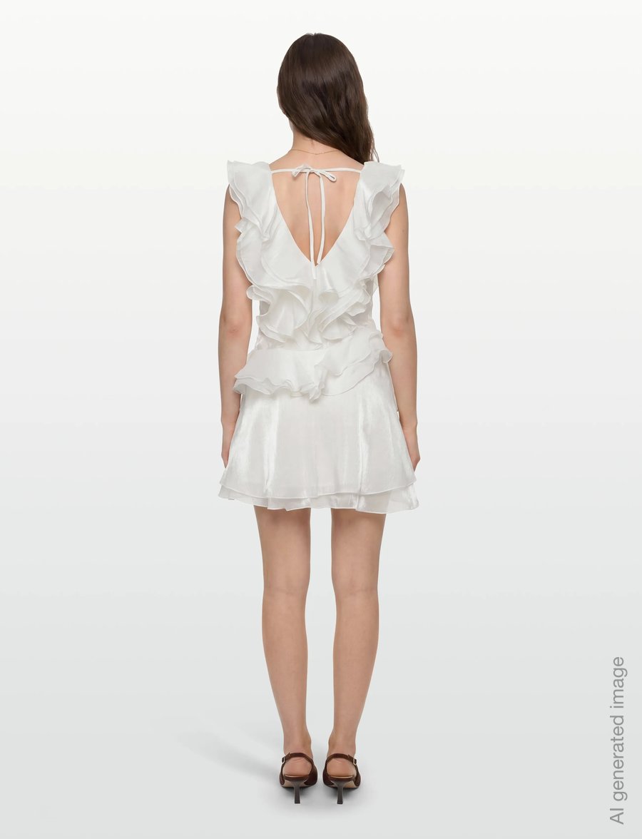 Gina Tricot - Frill mini dress - konfirmation - offwhite - 4