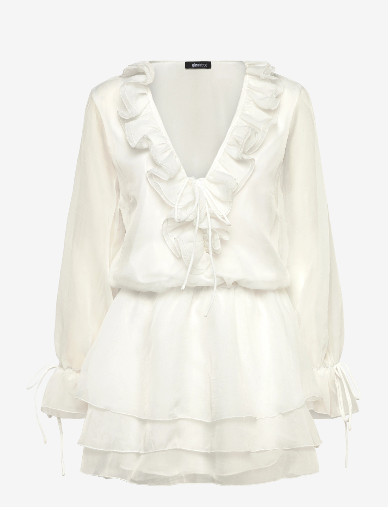Gina Tricot - Long sleeve frill mini dress - konfirmation - offwhite - 0