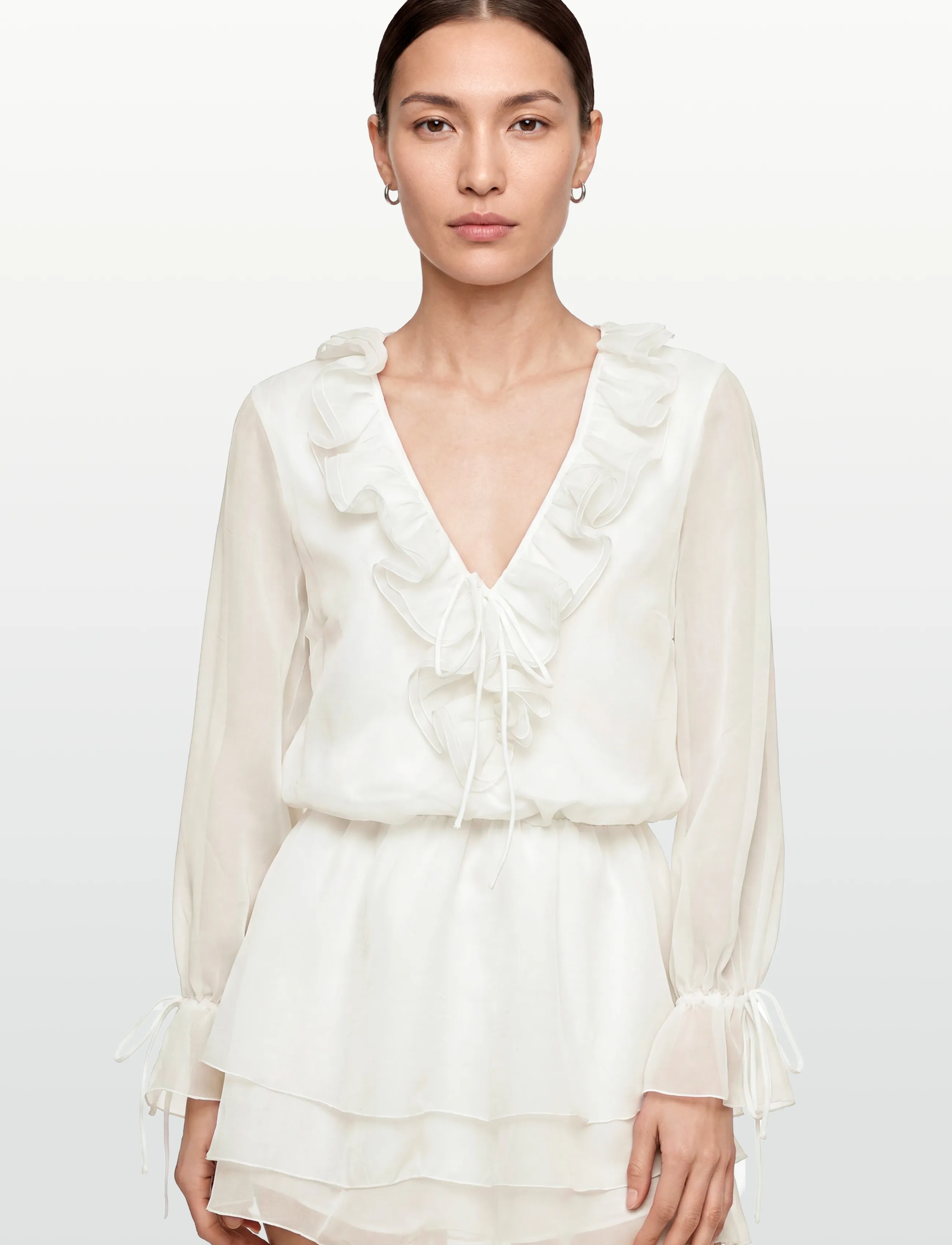 Gina Tricot - Long sleeve frill mini dress - confirmation - offwhite - 3