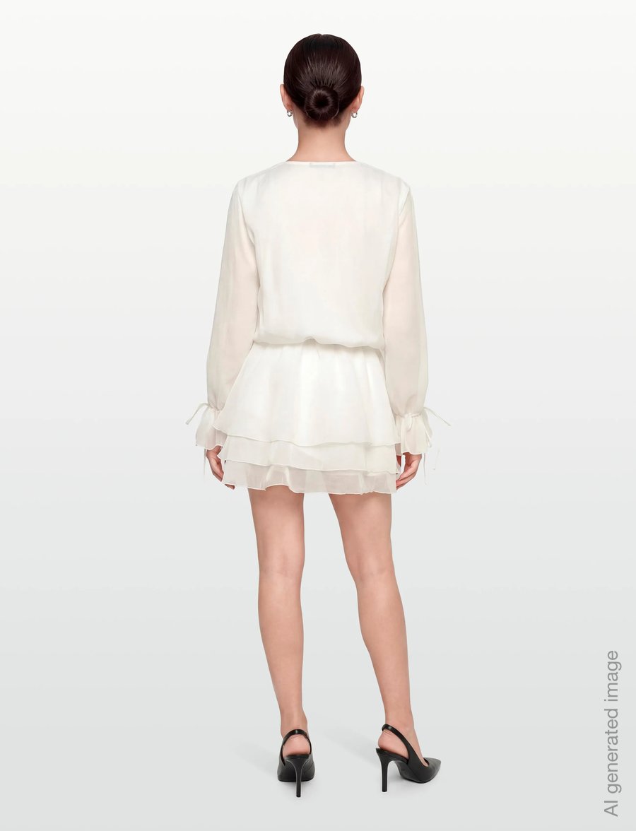 Gina Tricot - Long sleeve frill mini dress - konfirmation - offwhite - 4