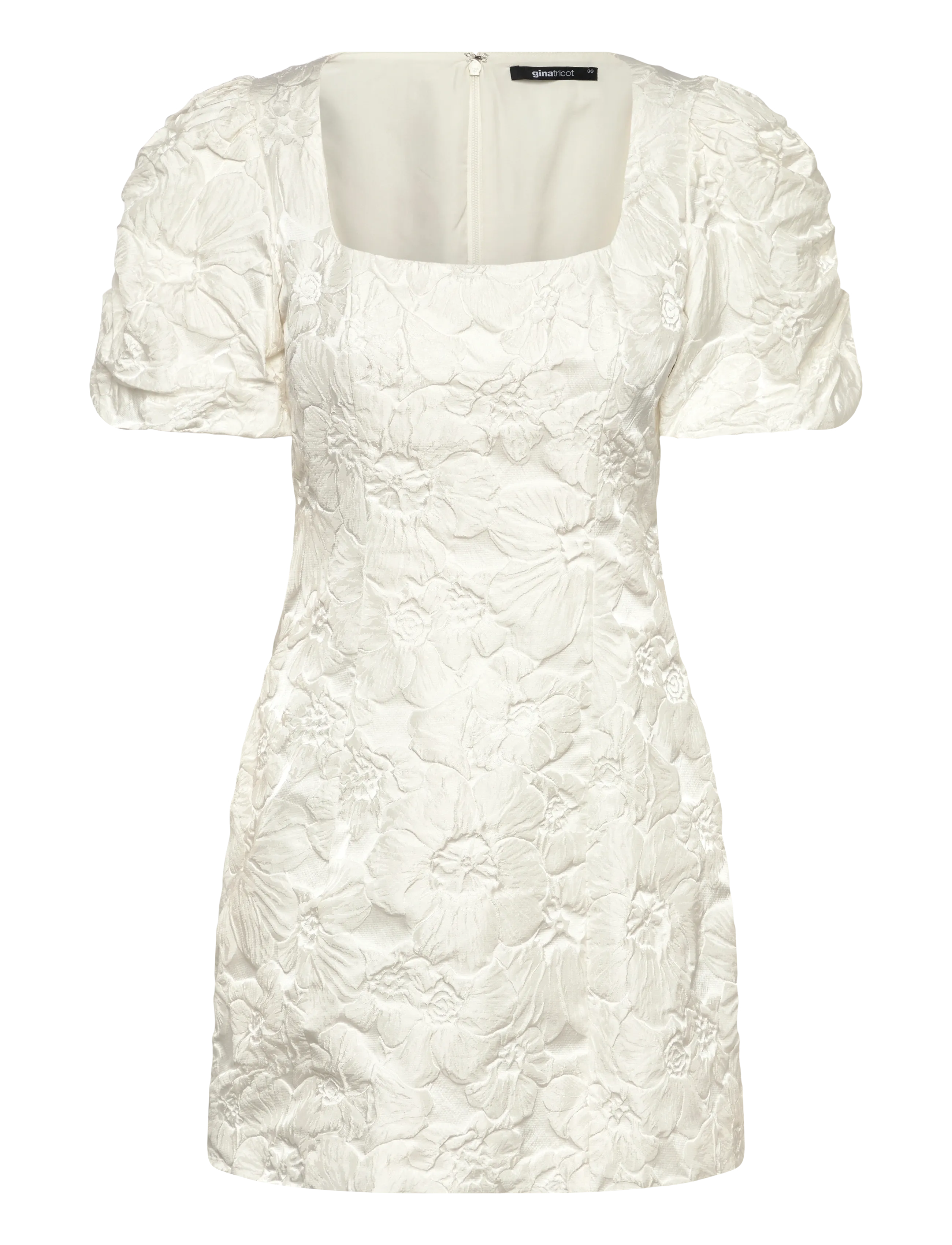 Gina Tricot Brocade puffsleeve mini dress - Swedish brands - OFFWHITE / cream