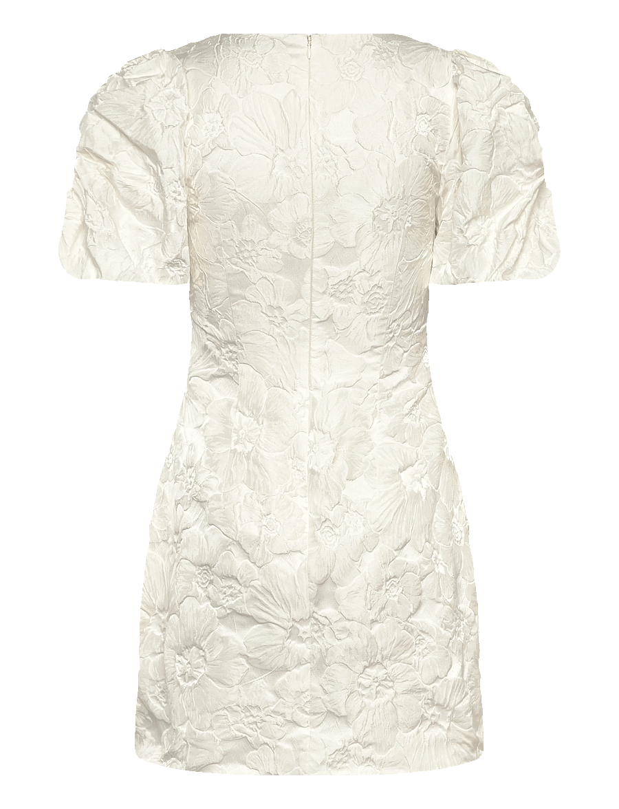 Gina Tricot - Brocade puffsleeve mini dress - korte kjoler - offwhite - 2