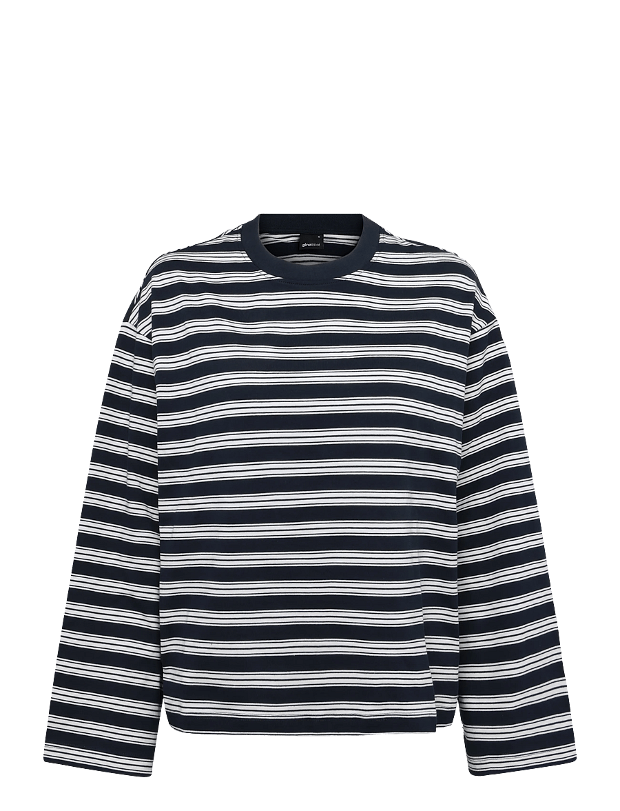 Gina Tricot - Stripe long sleeve tee - langærmede toppe - sky captain irregular stripe - 0