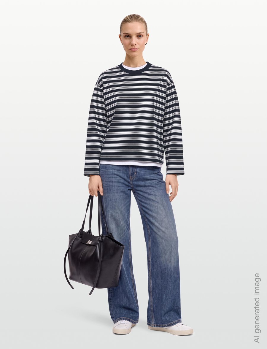 Gina Tricot - Stripe long sleeve tee - pikkade varrukatega topid - sky captain irregular stripe - 0