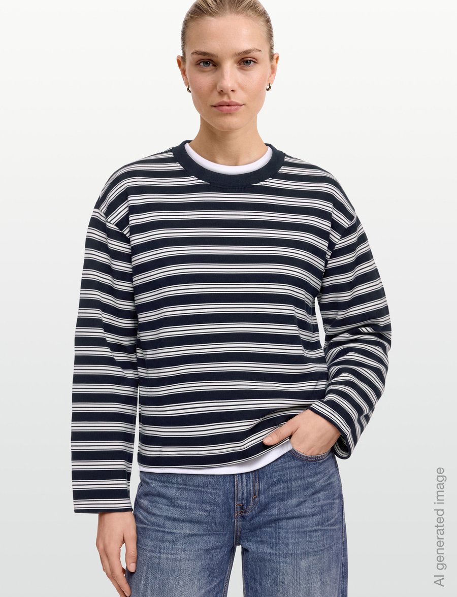 Gina Tricot - Stripe long sleeve tee - pikkade varrukatega topid - sky captain irregular stripe - 3